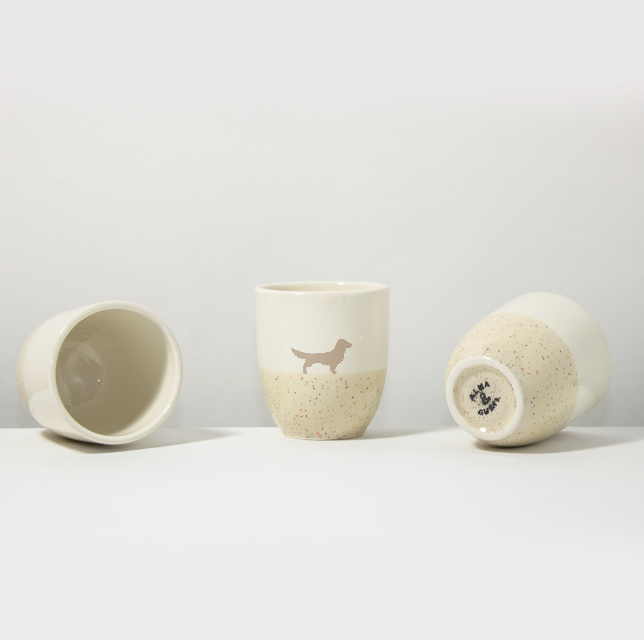 Becher Langhaardackel Sand