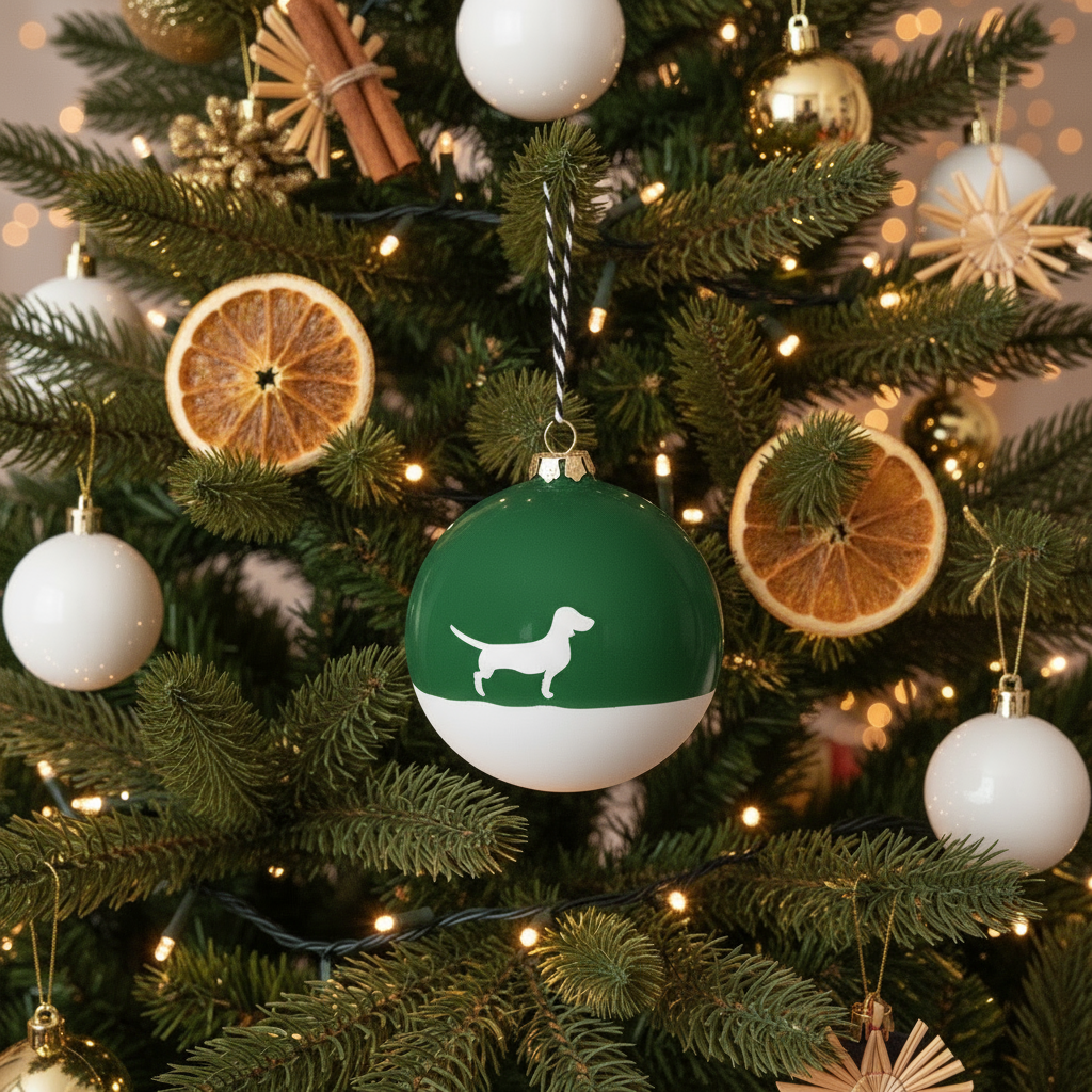 Christmas tree bauble dachshund sand large