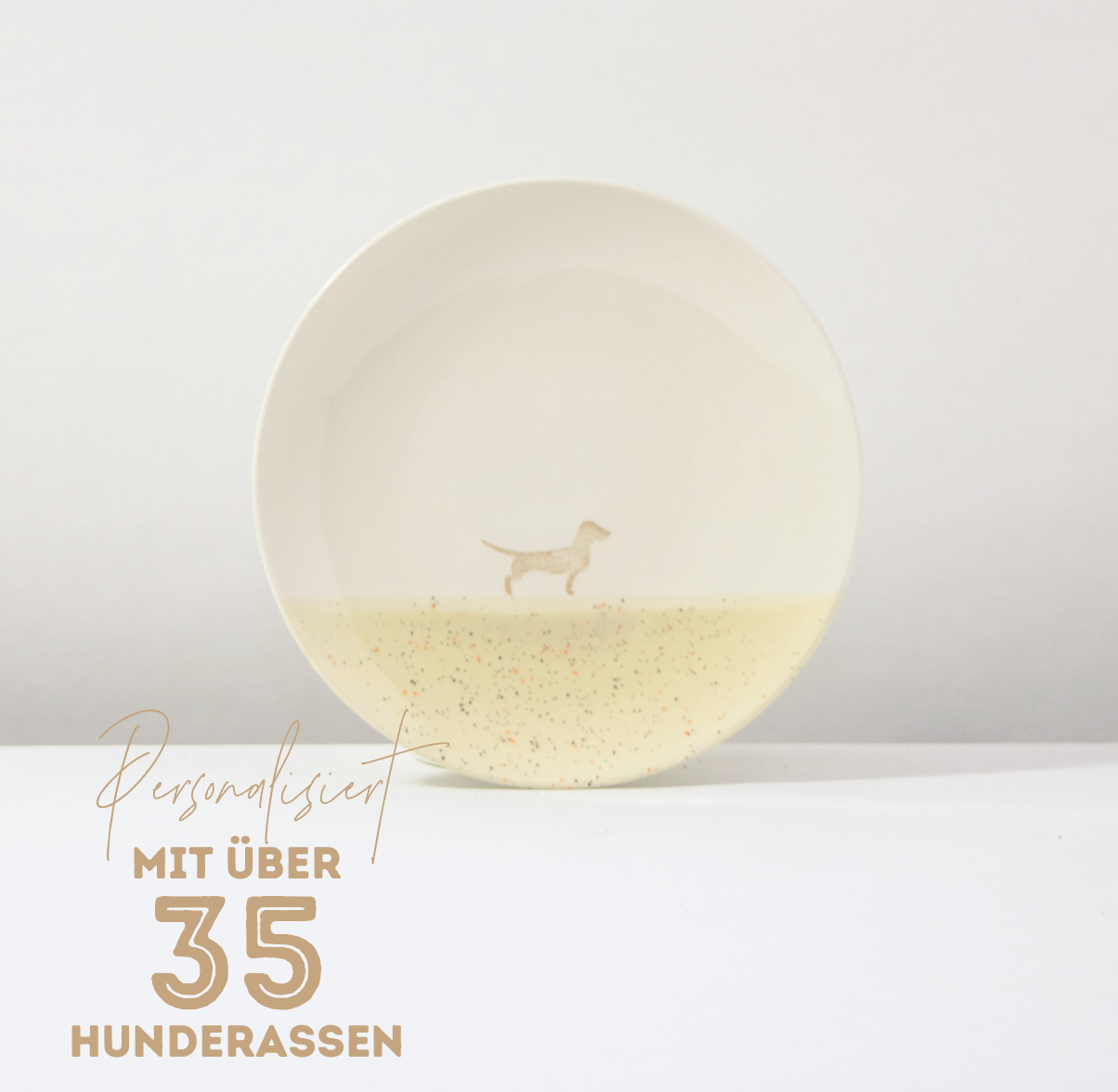 Teller Lieblingshund Sand