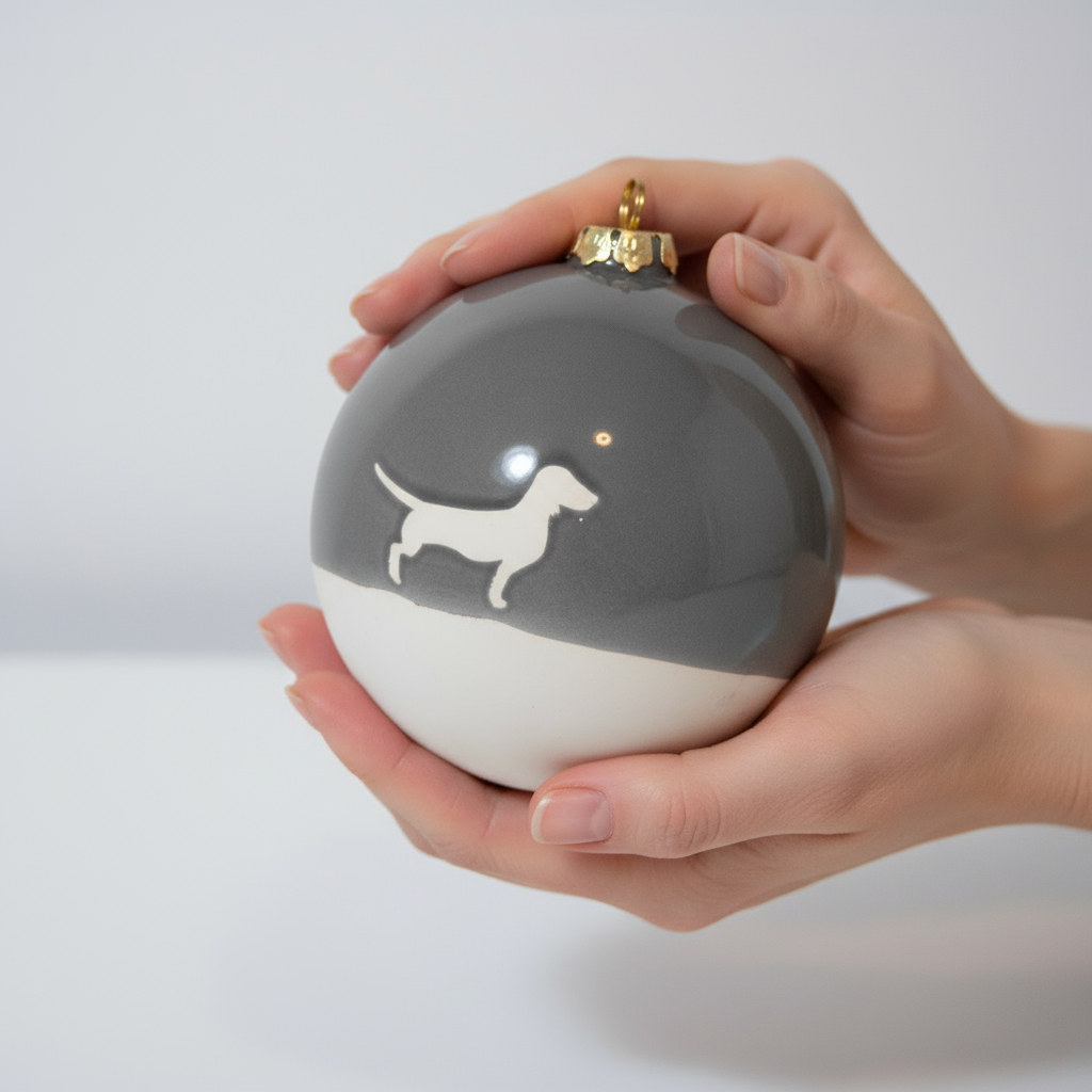 Christmas tree bauble dachshund sand large