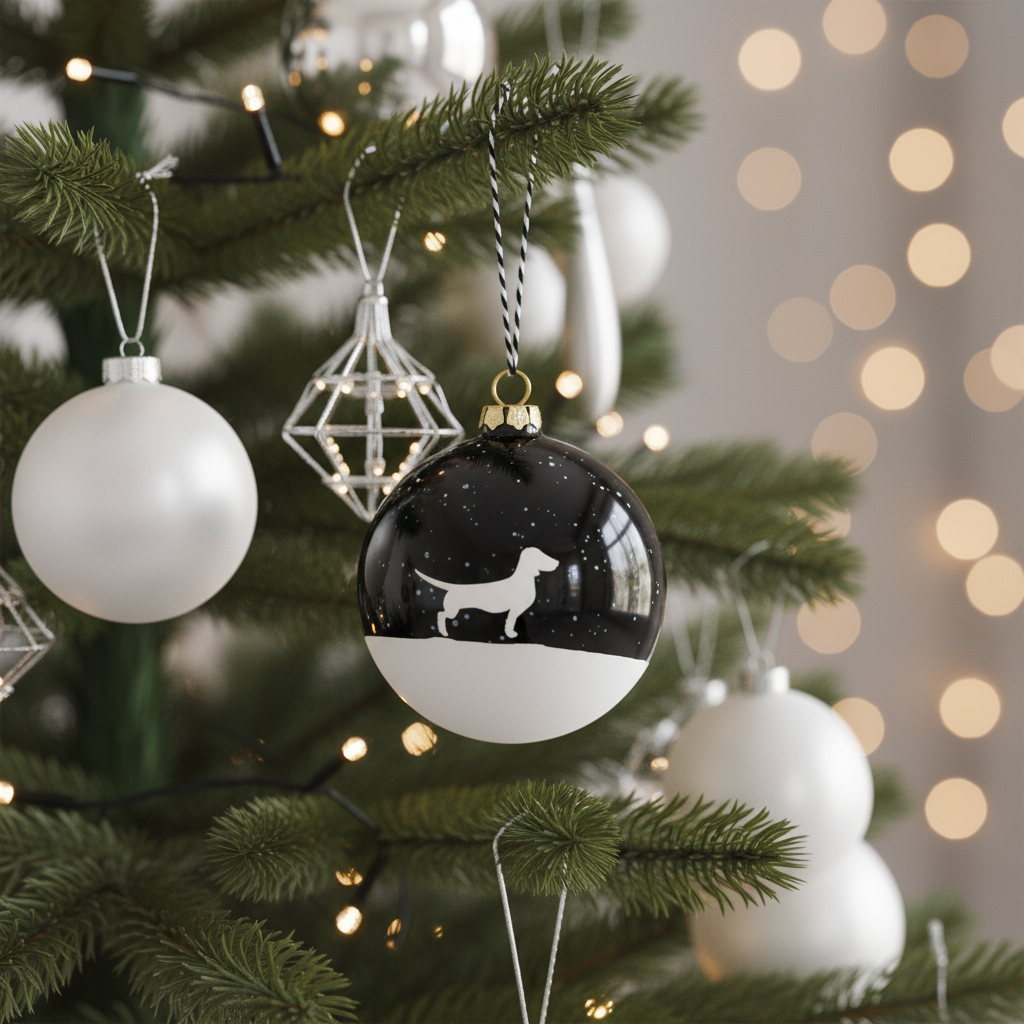 Christmas tree bauble dachshund sand large