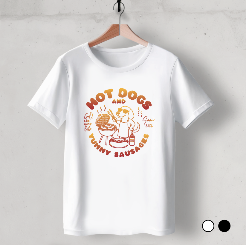 Organic T-Shirt: Hot Dogs and Yummy Sausages