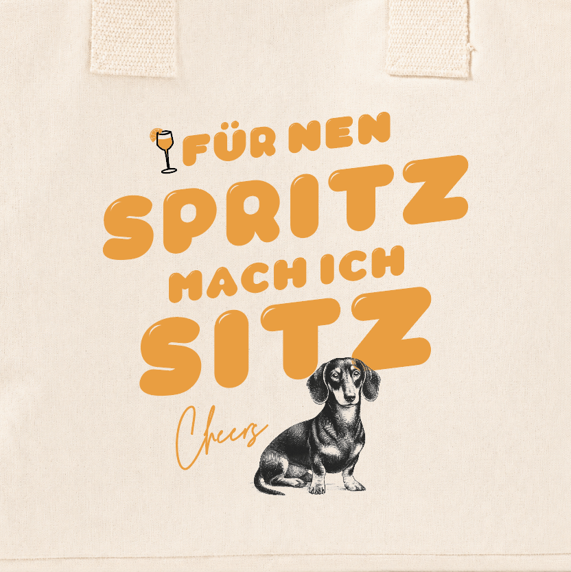 Beach Bag: „Für 'nen Spritz mach ich Sitz“ Lieblingshund