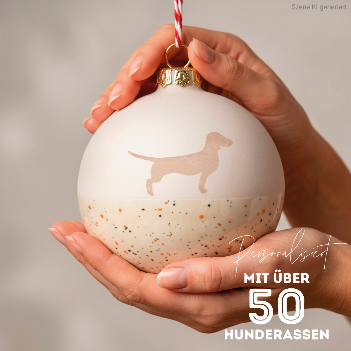 Christbaumkugel XL Lieblingshund Sand