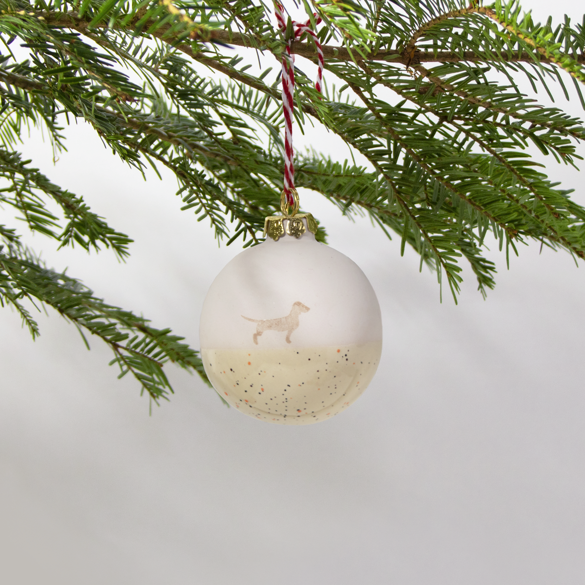 Christmas tree bauble dachshund sand small