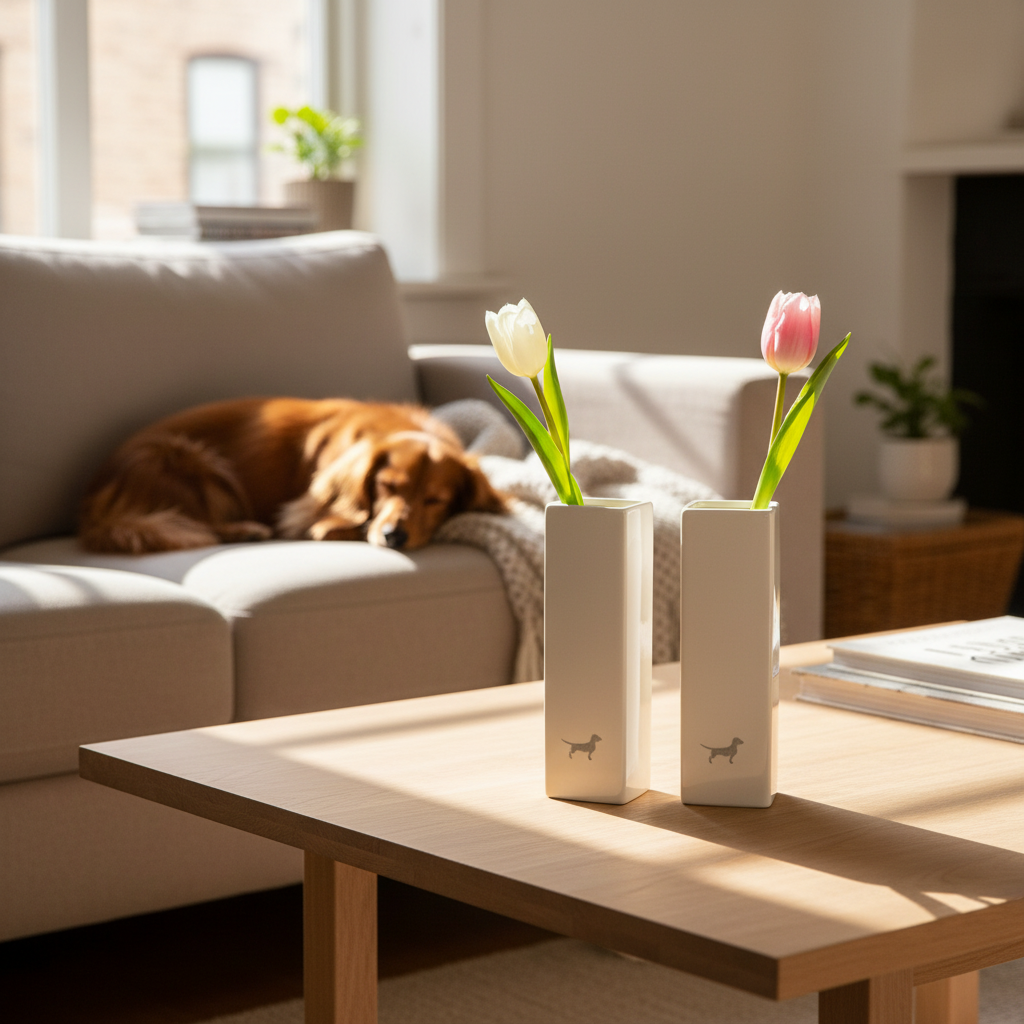 Vasen Square 16 Dackel im 2er-Set Cream