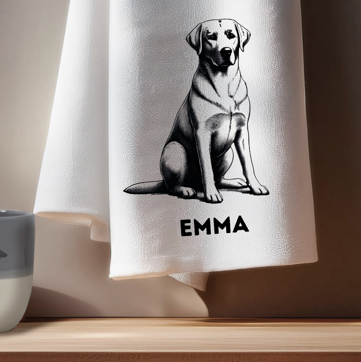 Tea towel favorite dog: personalized