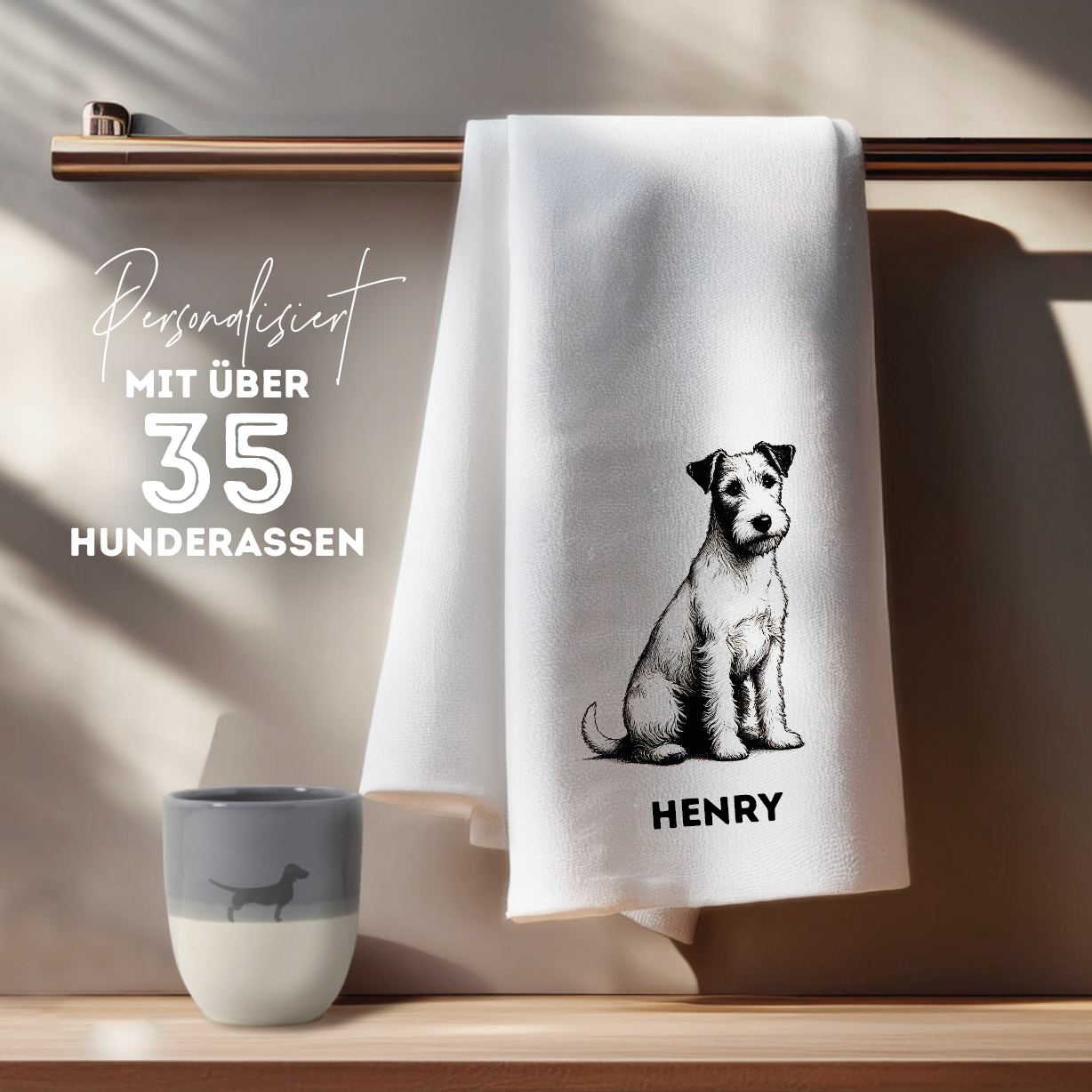 Tea towel favorite dog: personalized