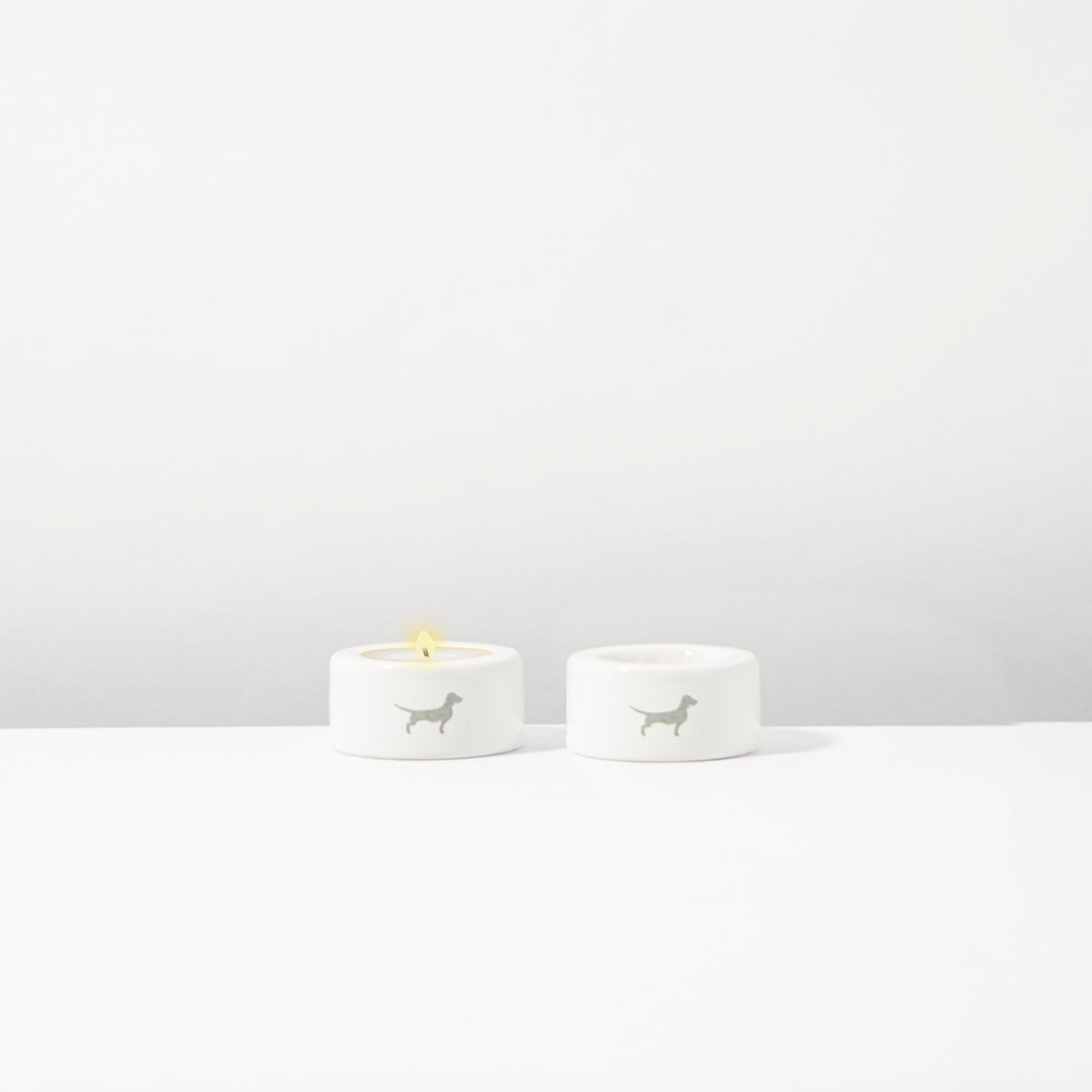 Tealight holder small but fine cream set of 2