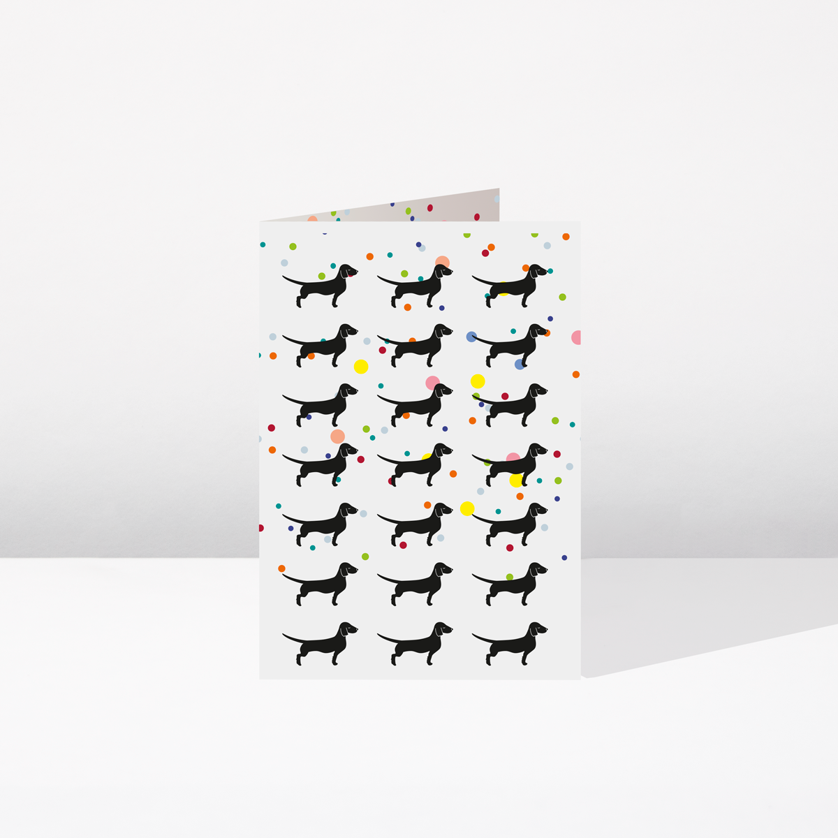 Klappkarte Dackelmeute Confetti