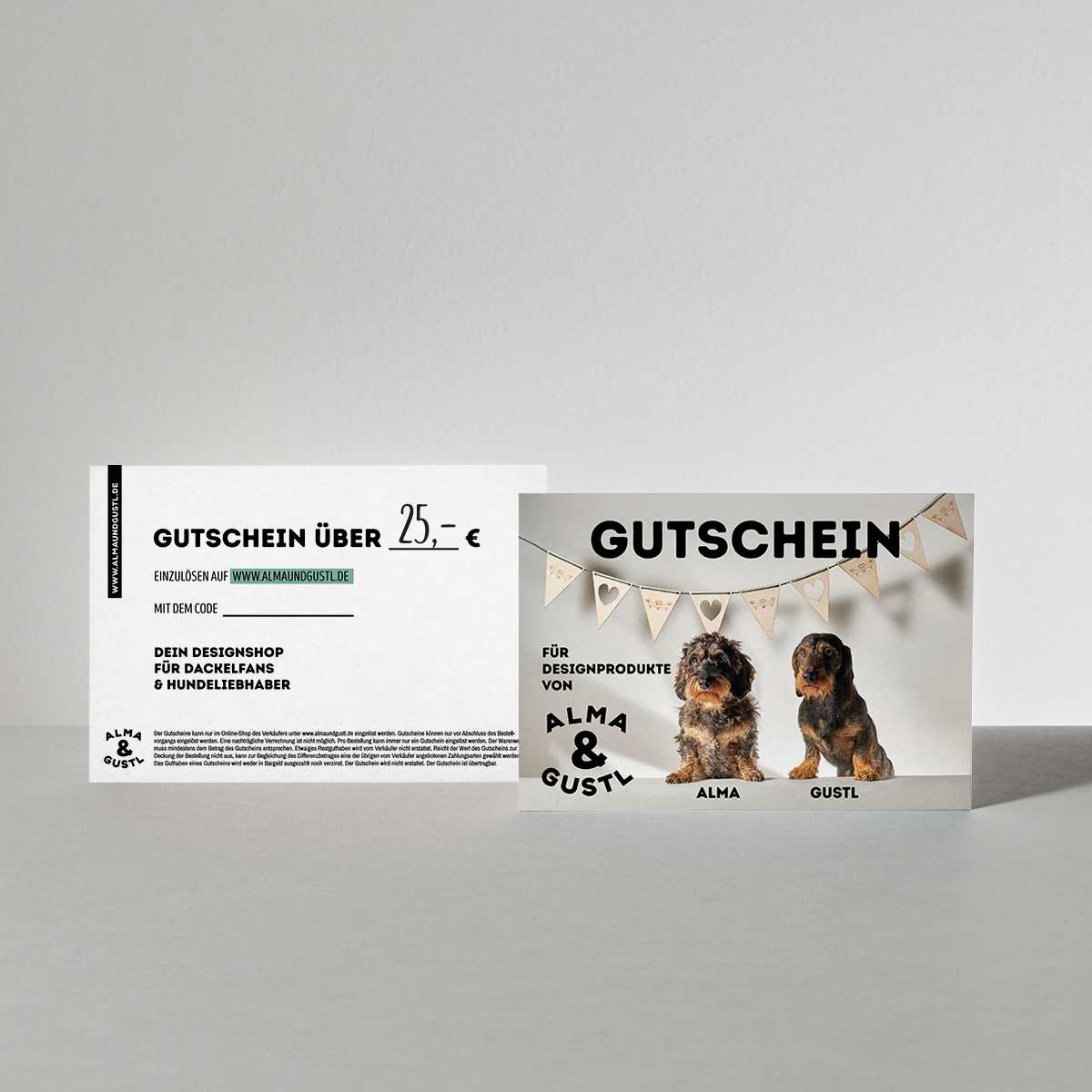 Dackel Gutschein von Alma & Gustl