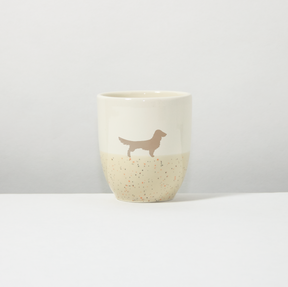 Becher Langhaardackel Sand