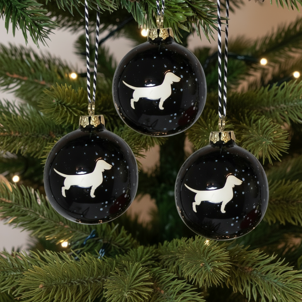 Christmas tree bauble dachshund sand large