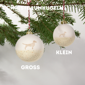 Christbaumkugel Dackel Sand klein