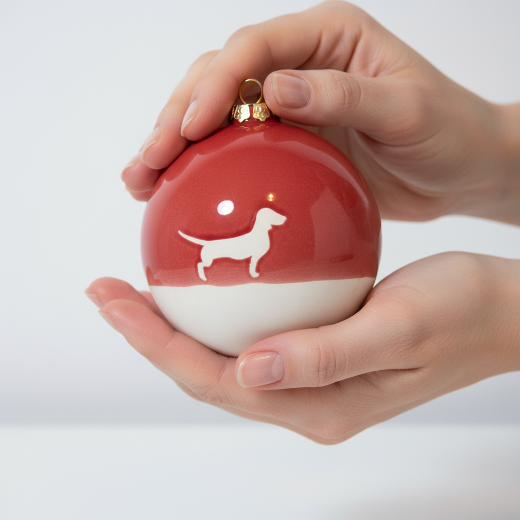 Christmas tree bauble dachshund sand large
