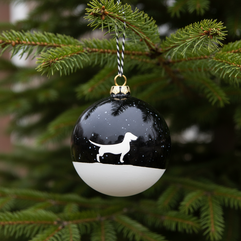 Christmas tree bauble dachshund sand large
