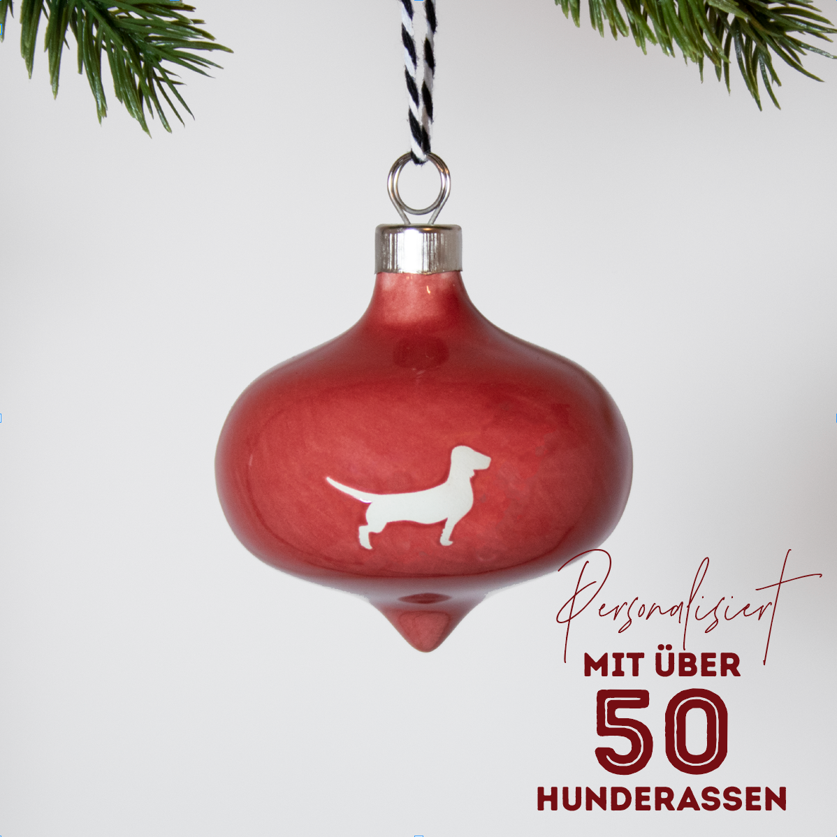 Christbaumkugel Drop Lieblingshund Ruby Red