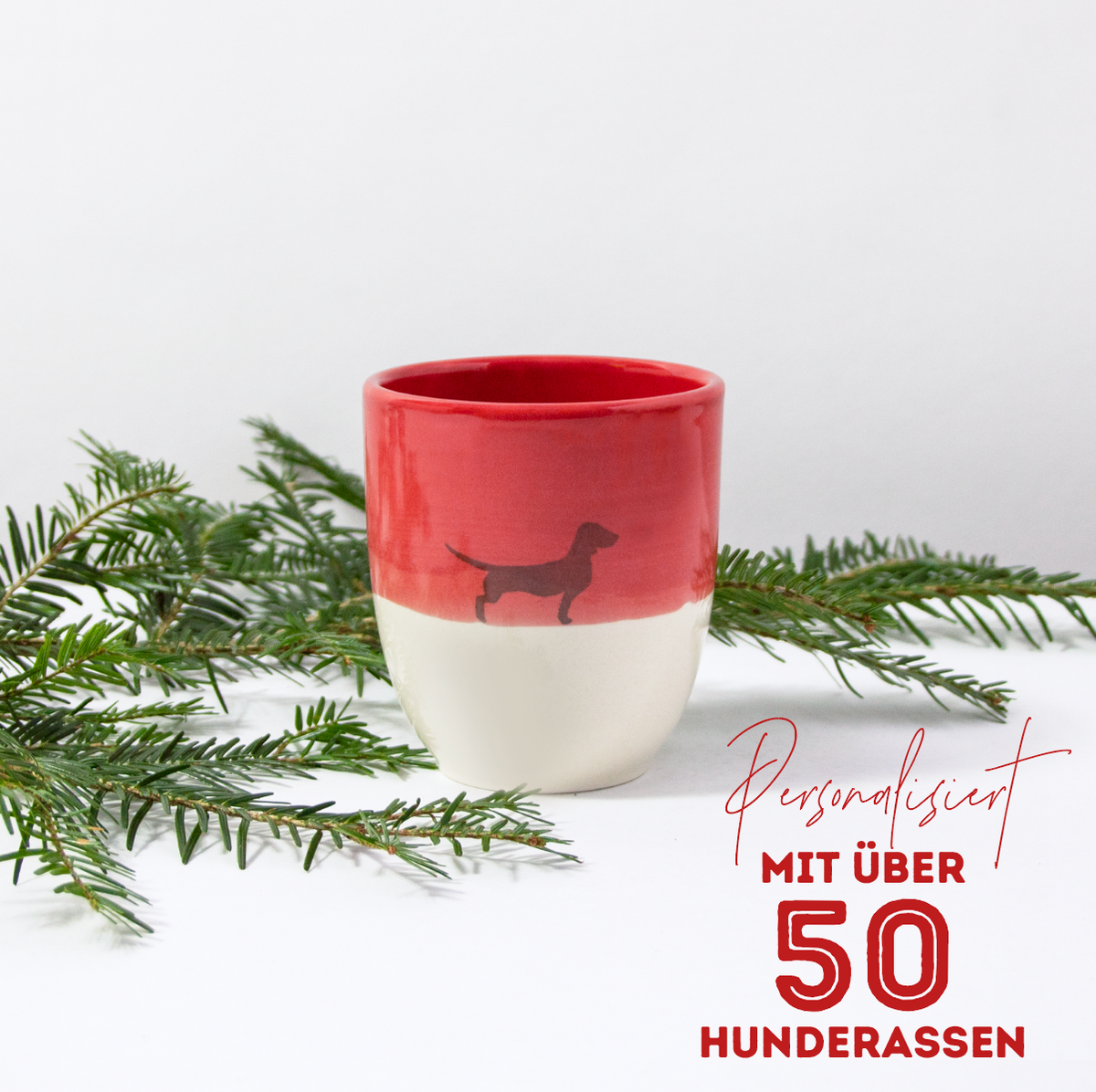 Becher Lieblingshund Weihnachts-Edition Ruby Red