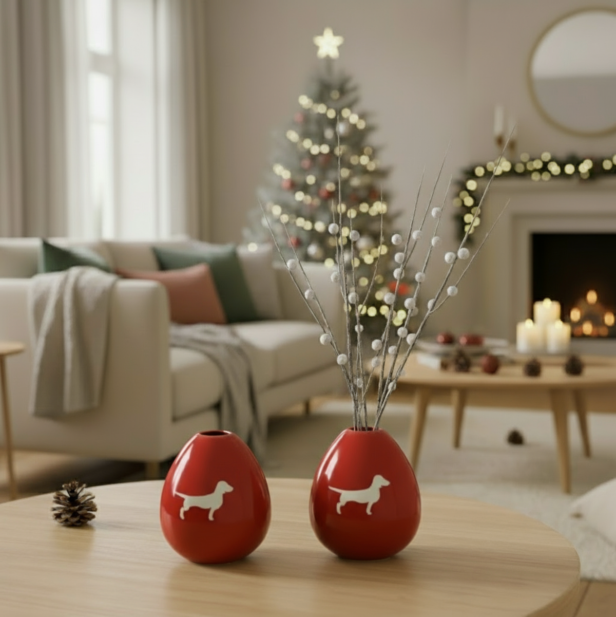 Vase Drop Dackel 2er-Set Ruby Red