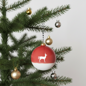Große Christbaumkugel Reh Ruby Red