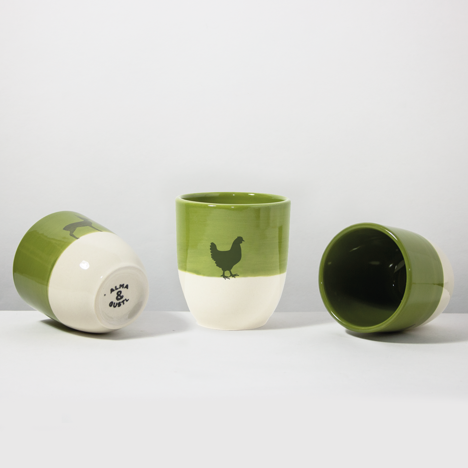 Becher Henne Olive