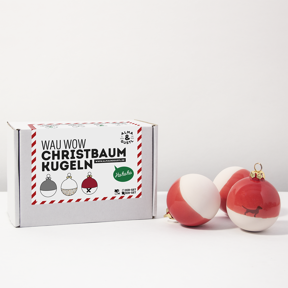 Christbaumkugel Dackel Red klein