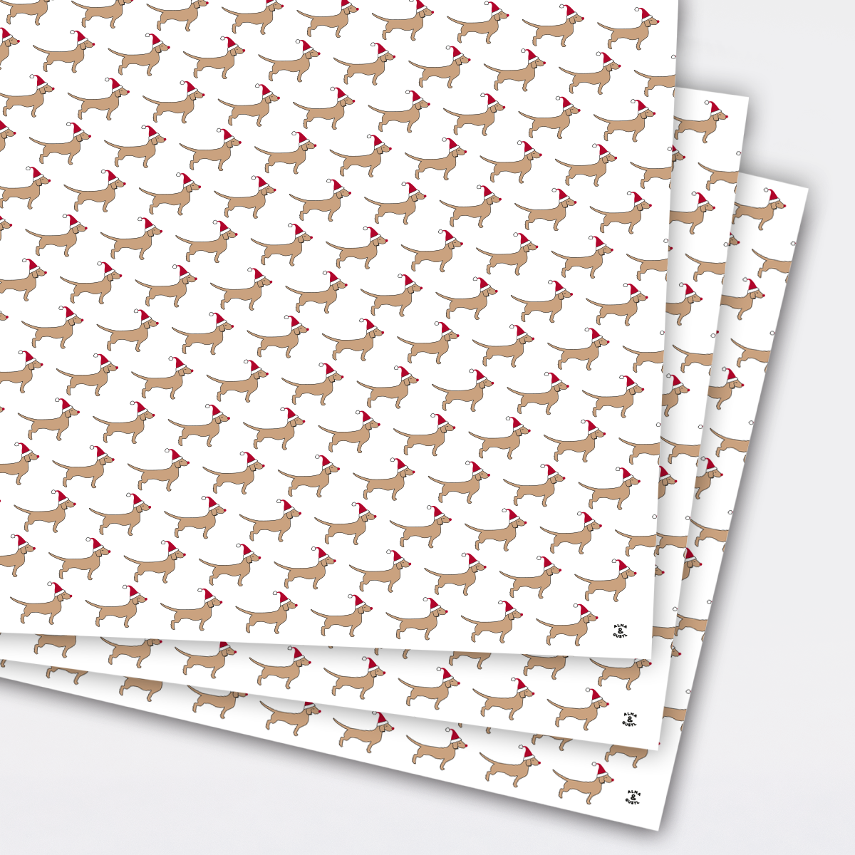 Geschenkpapier Santa Dachshund 5er-Set