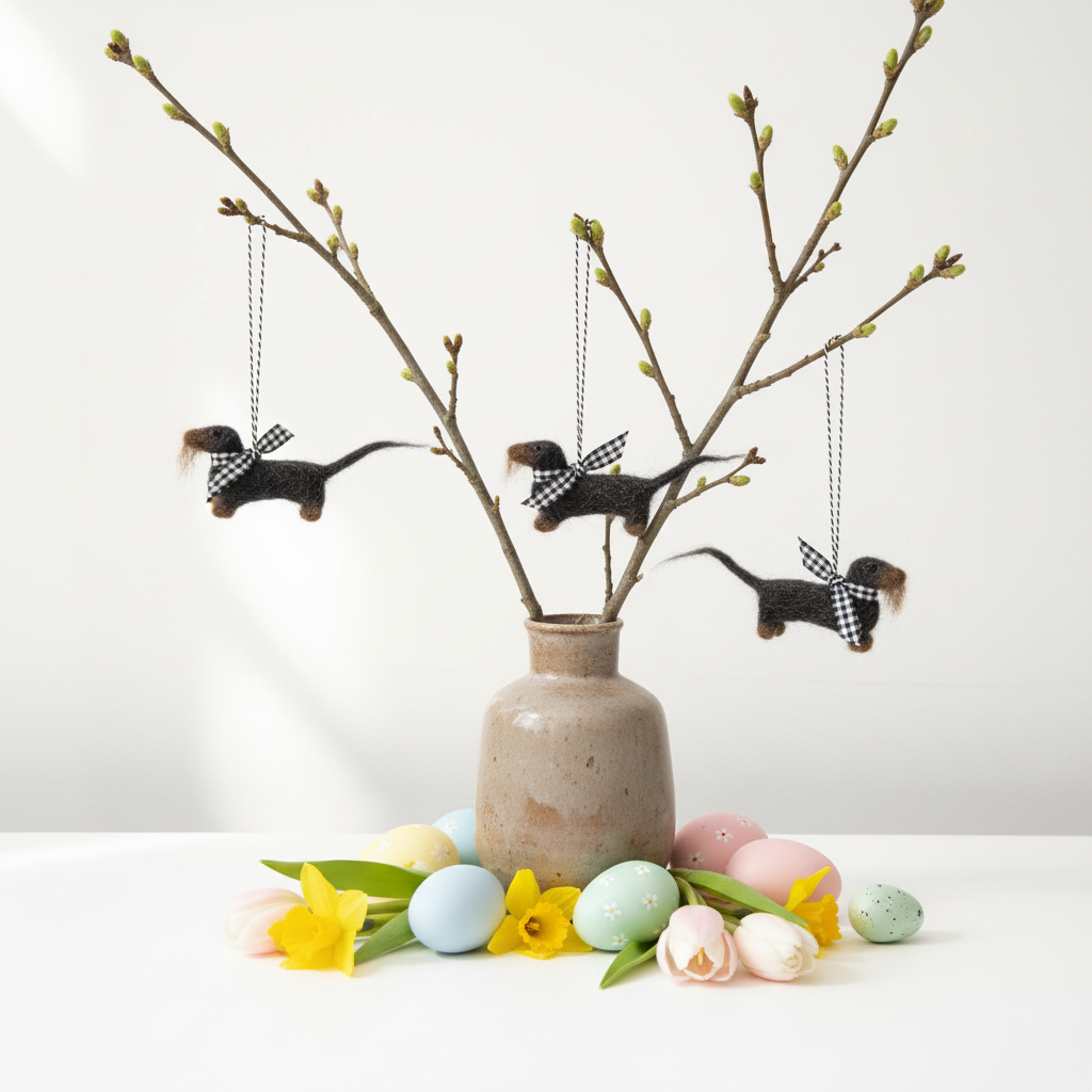 Dachshund pendant made of felt