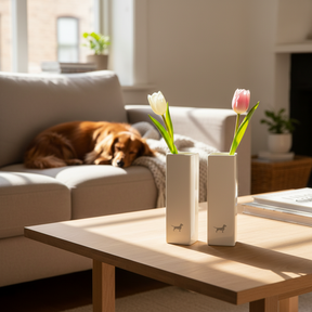 Vases Square 16 Dachshund in a set of 2 Cream