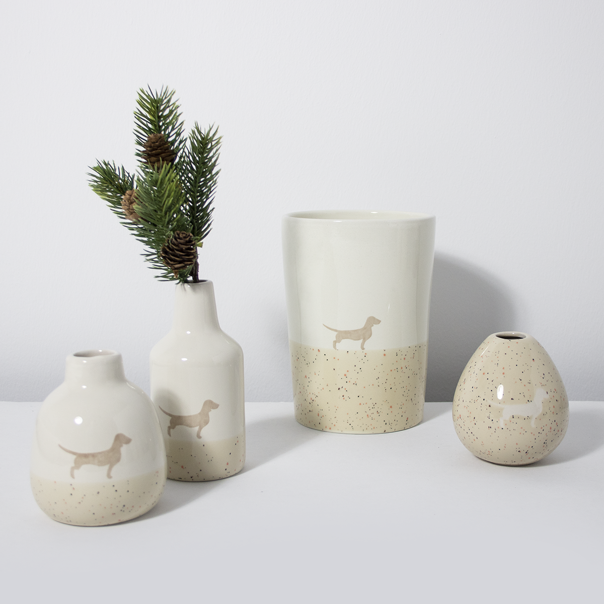 Vasenduo Dackel 2er-Set Sand