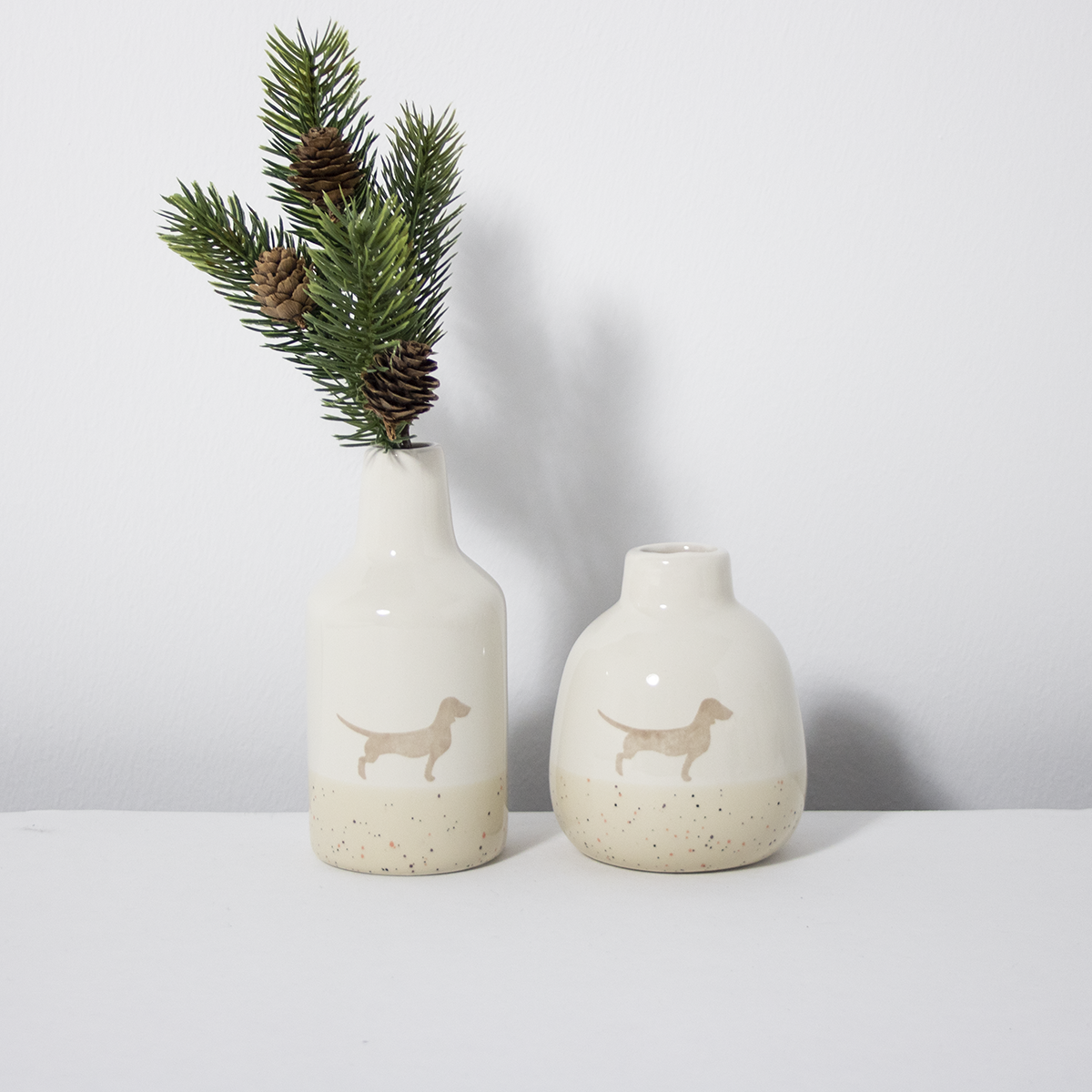 Vasenduo Dackel 2er-Set Sand