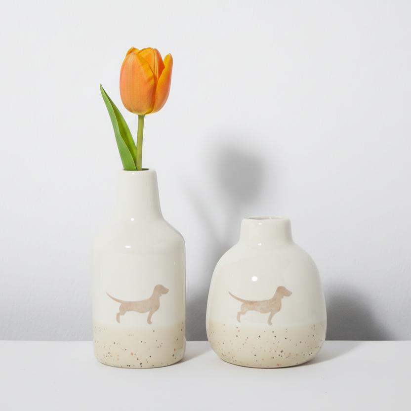 Vasenduo Dackel 2er-Set Sand