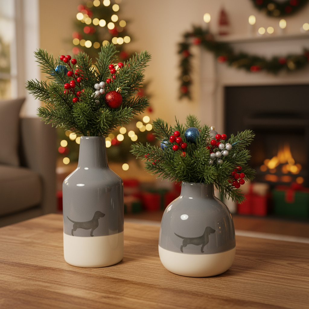 Vasenduo Dackel 2er-Set Dusty