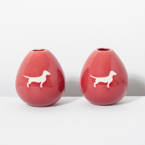 Vase Drop Dackel 2er-Set Ruby Red