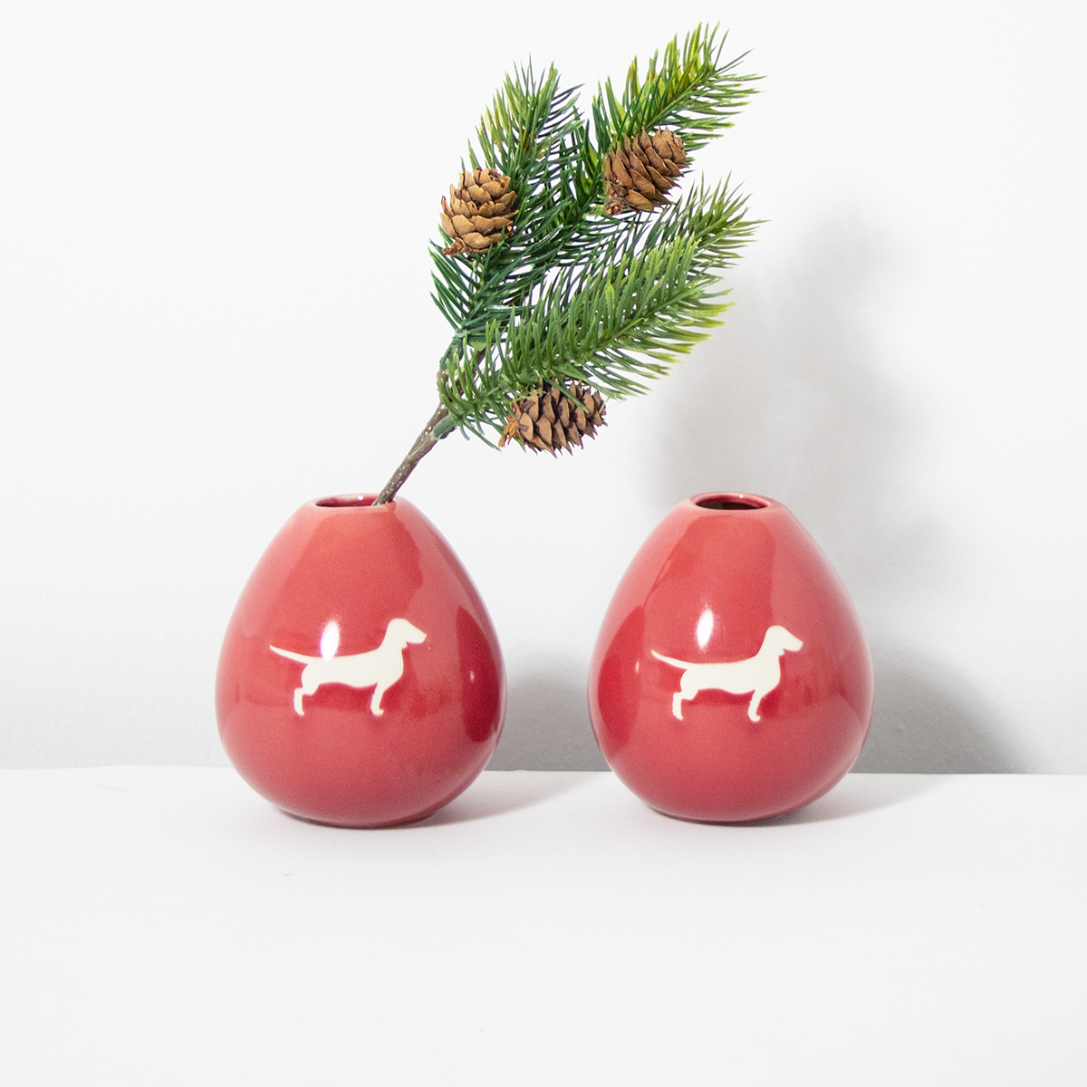 Vase Drop Dackel 2er-Set Ruby Red