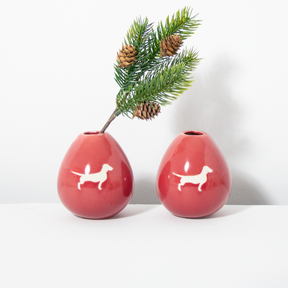 Vase Drop Dackel 2er-Set Ruby Red