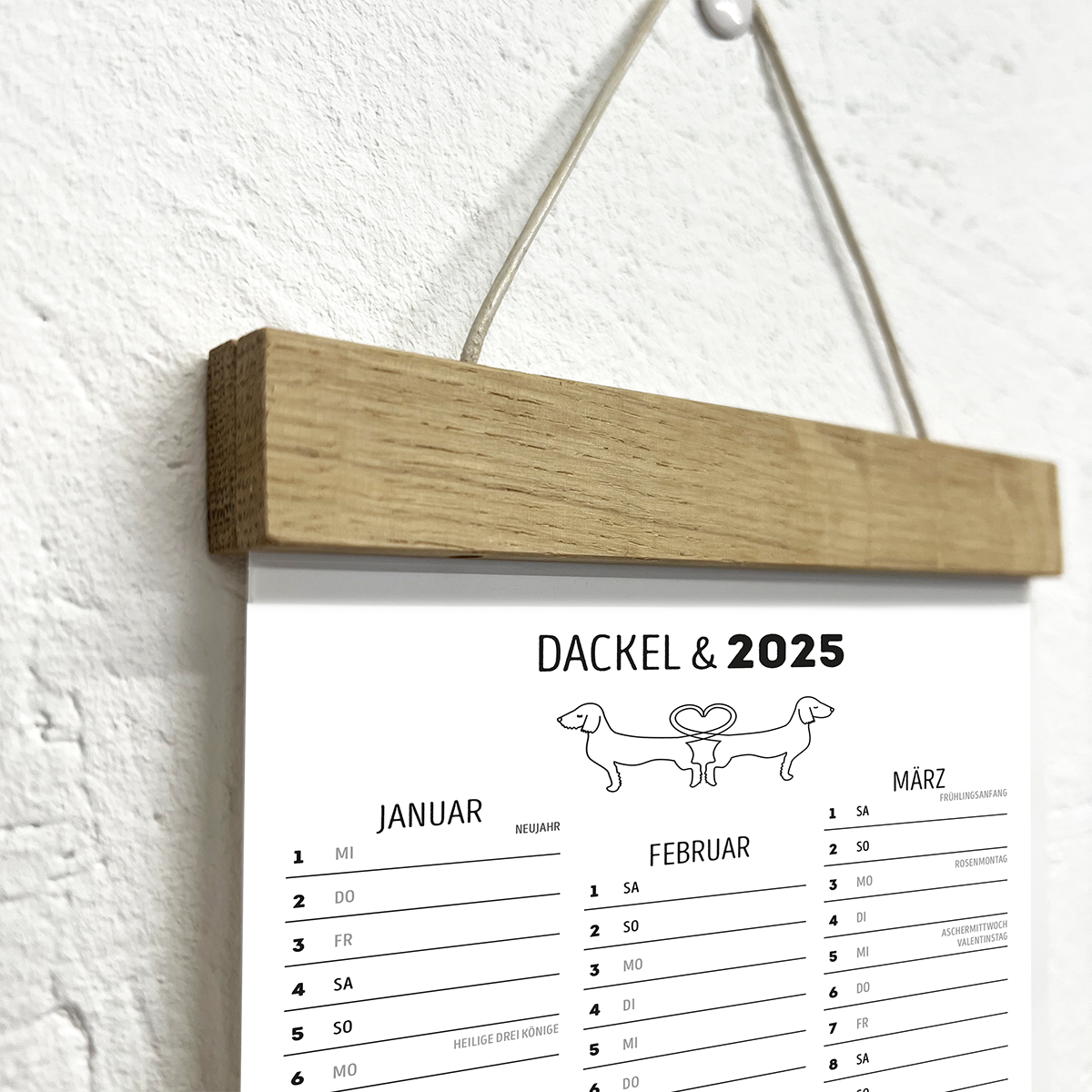 Dackelkalender für das ganze Jahr 2025