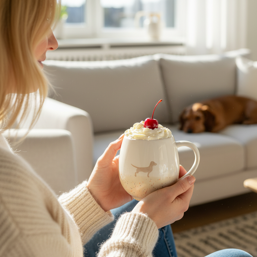 Große Tasse Lieblingshund Sand