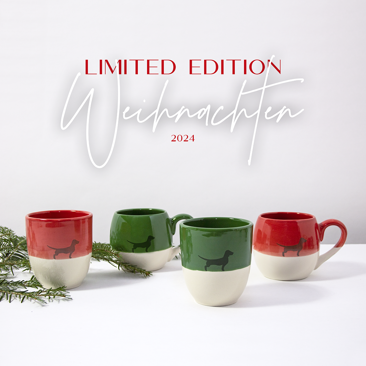 Tasse Dackel Weihnachts-Edition Red